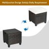 2 Pieces Patio Rattan Ottoman Set with Removable Cushions-Beige