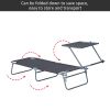 Outsunny Outdoor Lounge Chair, Adjustable Folding Chaise Lounge, Tanning Chair with Sun Shade for Beach, Camping, Hiking, Backyard, Gray
