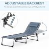 Outsunny Padded Folding Chaise Lounge Chair, Outdoor 6-Level Reclining Camping Tanning Chair with Headrest for Beach, Yard, Patio, Pool, Gray